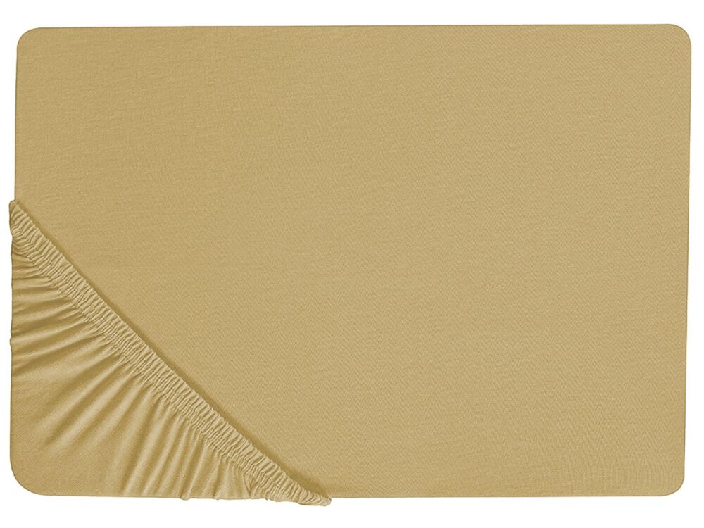Fitted Sheet Olive Green Cotton 200 X 200 Cm Elastic Edging Solid Pattern Classic Style For Bedroom Beliani