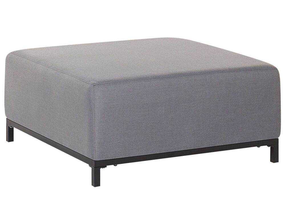 Ottoman Grey Fabric Upholstery Black Aluminium Legs Metal Frame Outdoor And Indoor Water Resistant Beliani