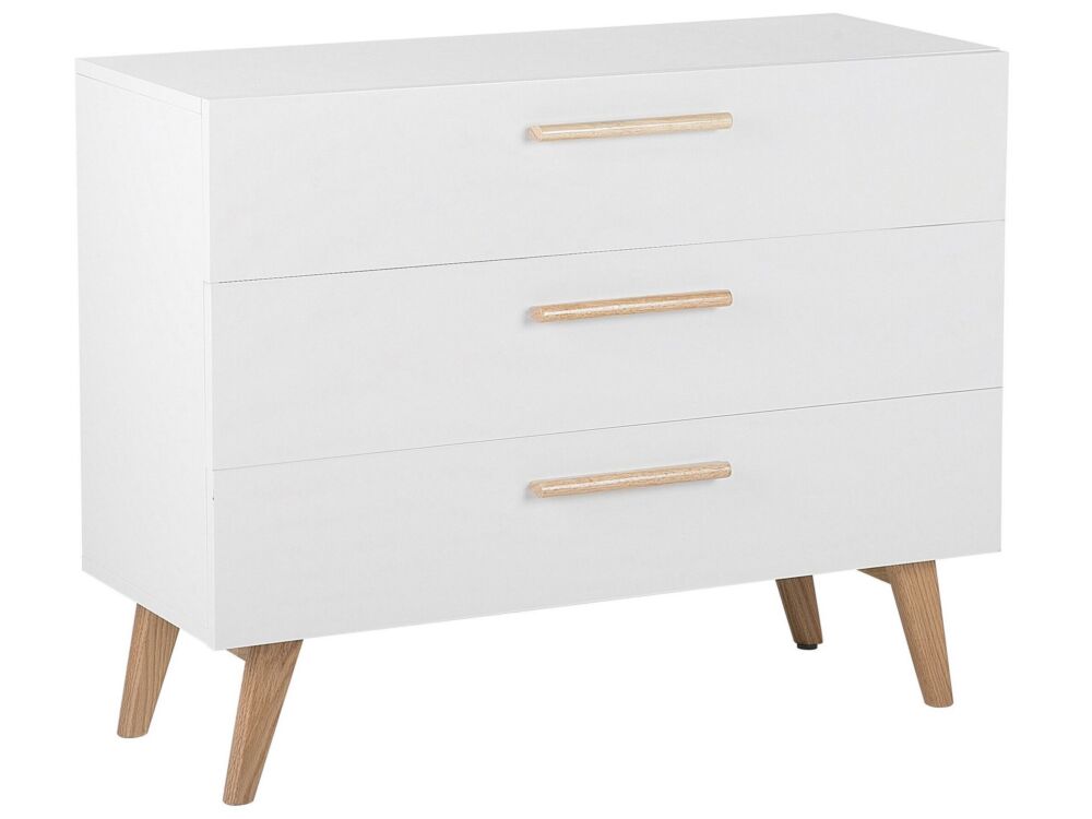 Chest Of Drawers White 3 Drawers Matte Finish Scandinavian Beliani