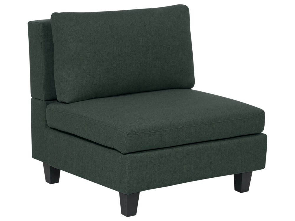1-seat Section Dark Green Fabric Upholstered Armchair With Cushion Module Piece Modular Sofa Element Beliani