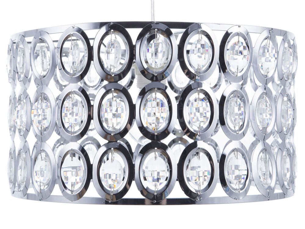 Pendant Lamp Silver Acrylic Crystals Durum Open Round Shade Glam Design Beliani