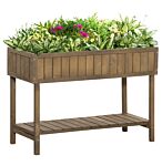 Outsunny Wooden Planter Raised Bed Container Garden Plant Stand Bed 8 Boxes 110l X 46w X 76hcm Brown
