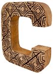 Hand Carved Wooden Geometric Letter C