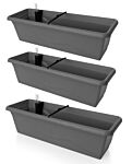 Gardenico - Self-irrigating Planter For Balconies 600mm - Anthracite - Triple Pack
