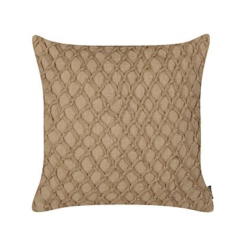 Decorative Cushion Beige Jute 45 X 45 Cm Woven Removable With Zipper Geometric Pattern Boho Decor Accessories Beliani