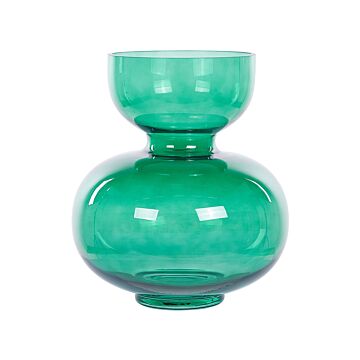 Flower Vase Blue Glass 27 Cm Decorative Round Hourglass Shape Tabletop Home Decoration Modern Design Beliani