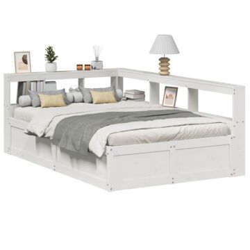Vidaxl Bookcase Bed Without Mattress White 140x190cm Solid Wood Pine