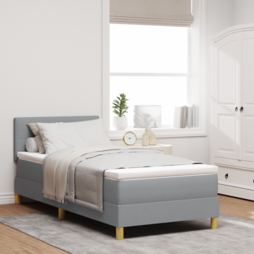 Vidaxl Box Spring Bed Light Grey Fabric 100 X 200 Cm Box Spring Bed