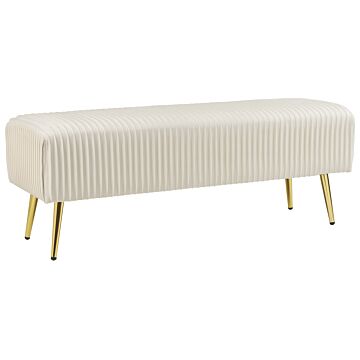 Bench Cream Velvet Upholstered Gold Metal Legs 118 X 40 Cm Glamour Living Room Bedroom Hallway Beliani