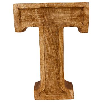 Hand Carved Wooden Embossed Letter T