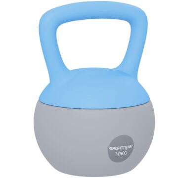 Sportnow 10kg Soft Kettlebell, Kettlebell With Non-slip Handle For Home Gym, Weight Lifting, Strength Training, Light Blue/grey