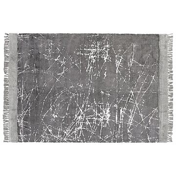 Area Rug Grey Viscose With Cotton Backing With Fringes 160 X 230 Cm Style Modern Glam Beliani