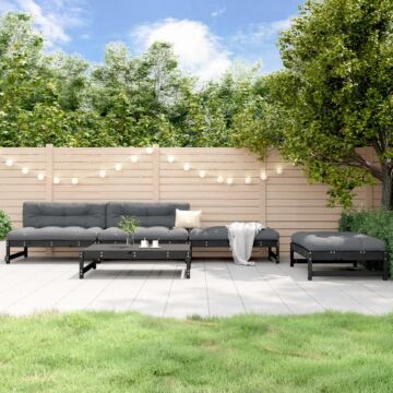 Vidaxl 5 Piece Garden Lounge Set Black Solid Wood Pine