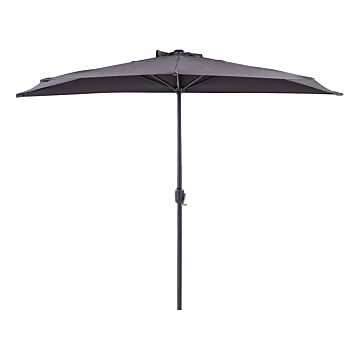 Half-round Garden Parasol Grey Polyester Shade Steel 2.7m Modern Patio Balcony Umbrella Beliani