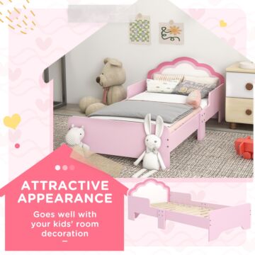 Zonekiz Toddler Bed Frame, Princess Bed For Kids, Cloud Design, 143 X 74 X 55 Cm, Pink