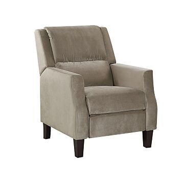 Recliner Chair Taupe Velvet Upholstery Push-back Manually Adjustable Back And Footrest Retro Design Armchair Beliani