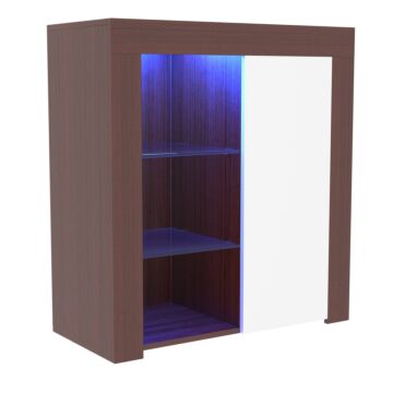 Azura 1 Door Led Sideboard, Walnut & White