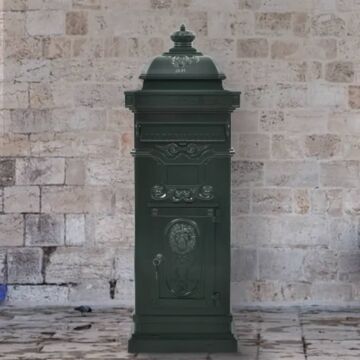 Vidaxl Pillar Letterbox Aluminium Vintage Style Rustproof Green