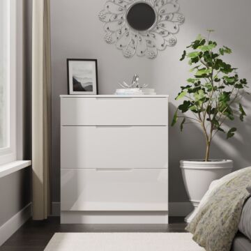 Milan 3 Drawer Deep Chest In White