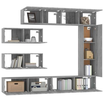 Vidaxl 7 Piece Tv Cabinet Set Grey Sonoma Engineered Wood