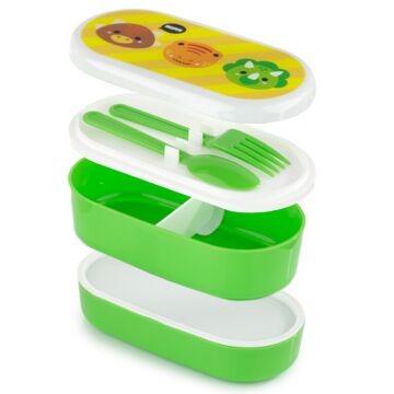 Bento Lunch Box With Fork & Spoon - Adoramals Dinosaur