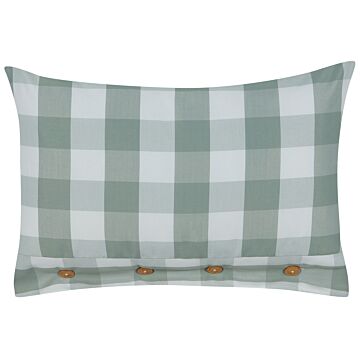 Scatter Cushion Mint Green Fabric 40 X 60 Cm Checked Pattern Cottage Style Textile Beliani