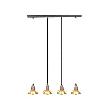 Hanging Lamp Brass Metal Iron Base Shades 4 Light Point Home Accessories Illumination Living Room Dining Beliani
