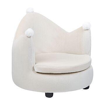Chair Beige Velvet Upholstery With Armrests Nursery Furniture Seat For Children Modern Design Crown Shape Beliani