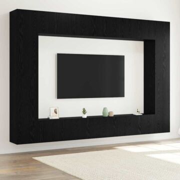 Vidaxl 12 Piece Tv Cabinet Set Wall-mounted Black Oak Engineered Wood