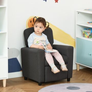 Homcom 2 In 1 Design Kids Sofa Armchair With Footrest For Children Playroom Bedroom Living Room, 55 X 50 X 67cm, Grey