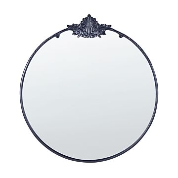 Wall Round Mirror Black Metal ⌀ 67 Cm Wall Mounted Decorative Mirror Glamour Style Hanging Decor Beliani