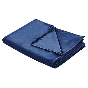 Weighted Blanket Cover Navy Blue Polyester Fabric 135 X 200 Cm Solid Pattern Modern Design Bedroom Textile Beliani