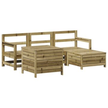 Vidaxl 5 Piece Garden Sofa Set Impregnated Wood Pine