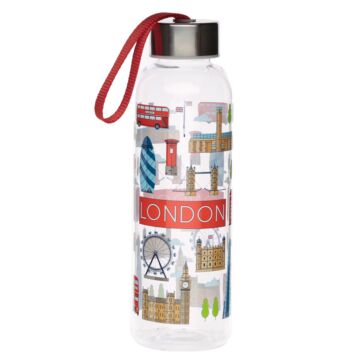 Reusable London Icons 500ml Water Bottle With Metallic Lid
