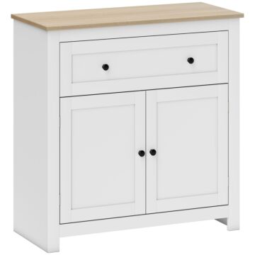 Homcom Sideboard Storage Cabinet, Morden Kitchen Cupboard With Adjustable Shelf, Drawer And Double Doors, Sideboard For Living Room, Dining Room, Hallway, White