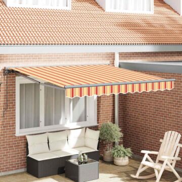 Vidaxl Automatic Retractable Awning Yellow And Orange 300x250 Cm