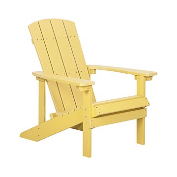 Garden Chair Yellow Plastic Wood Weather Resistant Modern Style Beliani