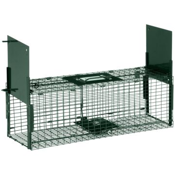 Outsunny Humane Rat Trap, Squirrel Trap With Double Doors, Live Cage Mousetrap For Indoors & Outdoors, Catch And Release Mice, Rats, Rodents, 60 X 18 X 20 Cm, Green