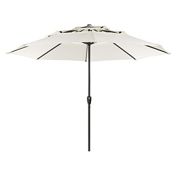 Market Garden Parasol Light Beige Fabric Steel Pole ⌀ 285 Cm Modern Octagonal Outdoor Umbrella Crank Mechanism Uv Resistant Beliani