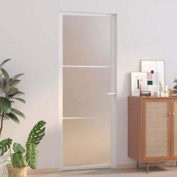 Vidaxl Interior Door 76x201.5 Cm White Matt Glass And Aluminium