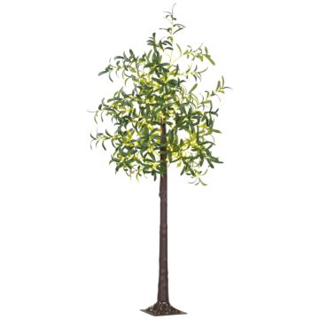 Homcom 6ft Olive Tree Light With 300 Warm White Led Lights, Artificial Tree For Indoor, Wedding, Christmas, Home Decoration, Green