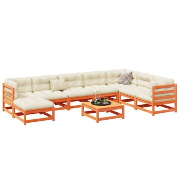 Vidaxl 9 Piece Garden Sofa Set Wax Brown Solid Wood Pine