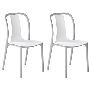 Set Of 2 Garden Chairs White And Grey Synthetic Material Stacking Armless Outdoor Patio Beliani