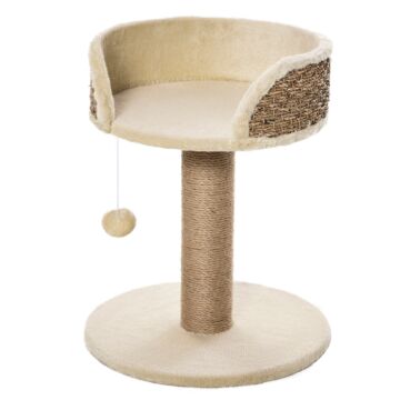 Pawhut Cat Tree Tower Activity Center Climbing Stand Kitten House Furniture With Scratching Posts Dangling Ball Perch Beige