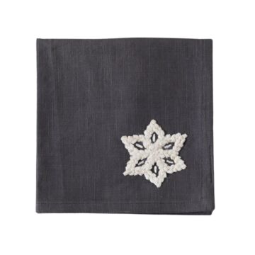 Emb Snowflakes Napkin Charcoal 450x450mm (4pk)