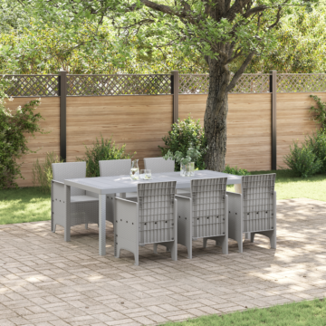 Vidaxl 7 Piece Garden Dining Set Light Grey Poly Rattan