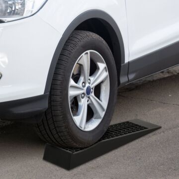Homcom Pair Of 2 Low Entrance Plastic Curb Ramps Anti-slip Surface 3 Ton Capacity Garage Workshop Cars Suvs Small Vans