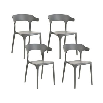 Set Of 4 Garden Chairs Light Grey Polypropylene Lightweight Weather Resistant Plastic Indoor Outdoor Modern Beliani
