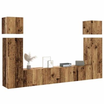 Vidaxl 8 Piece Tv Cabinet Set Wall-mounted Old Wood Engineered Wood