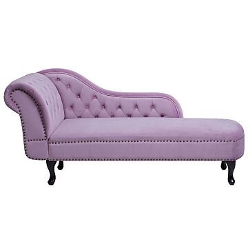 Chaise Lounge Pink Left Hand Velvet Buttoned Nailheads Beliani